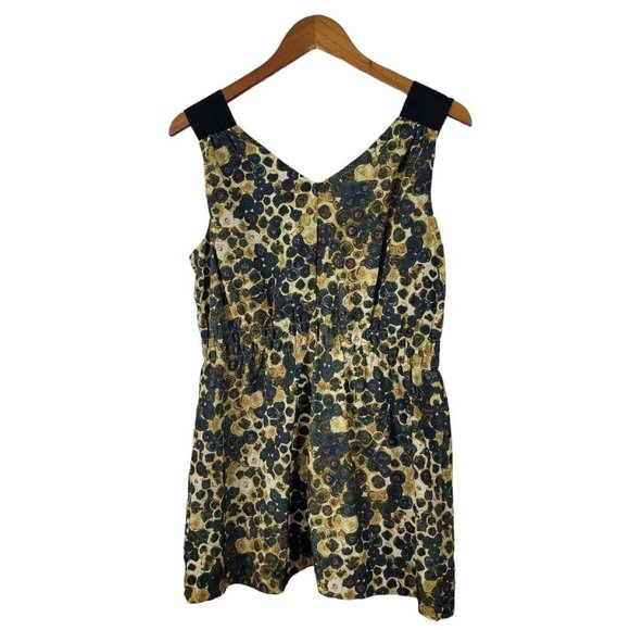 Simply Vera Wang Shirt Dress size Medium Swim Cover Up Full Zip Floral Tan - Picture 4 of 6